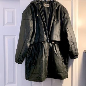 Outbrook gorgeous black 100% leather coat!
